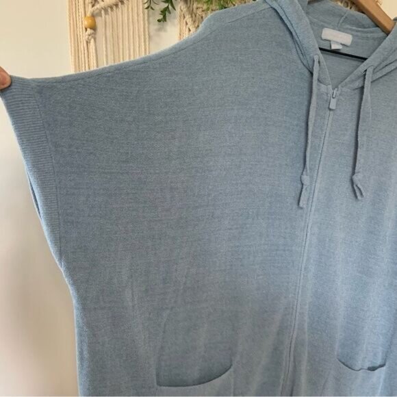 BAREFOOT DREAMS Cozy Chic Ultra Lite Full Zip Short Sleeve Hoodie Blue Size 1X - Picture 5 of 10